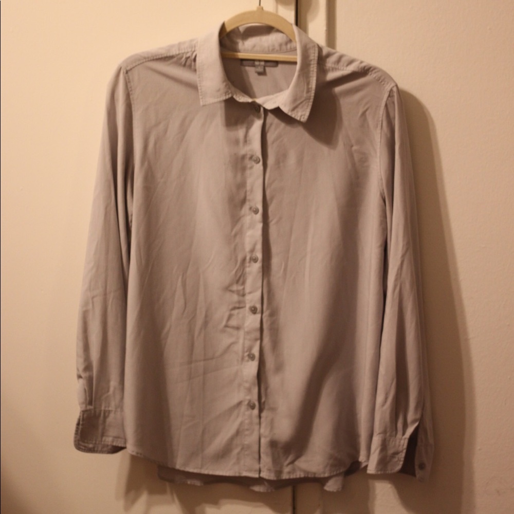 Basic Uniqlo Bluish Gray Button-Up Large