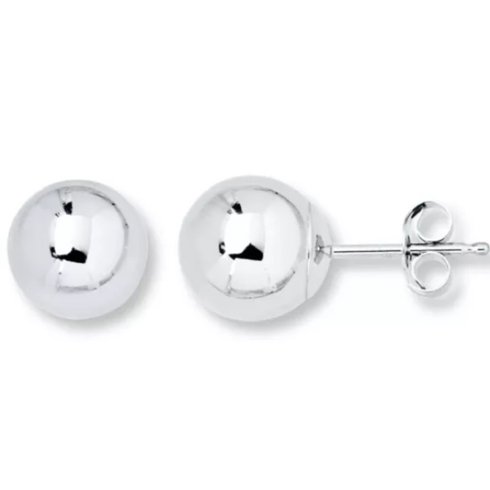 Product : 14kt white gold bal 10mm stud earrings