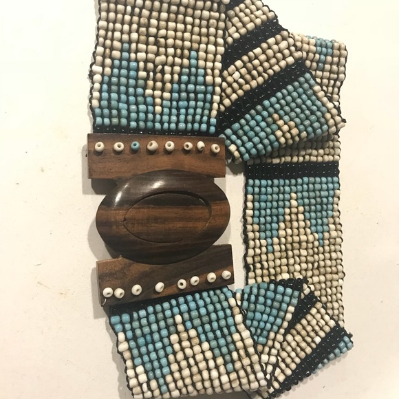 Native Hobo Chic Wood Turquoise white stretch Belt main image 7