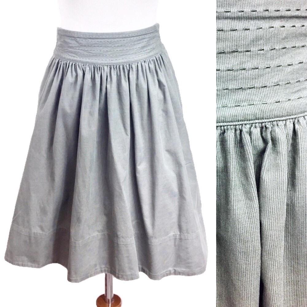 Anthropologie/ Edme & Esyllte Corduroy Sage Skirt