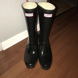Hunter Rain Boots- Black with Red Laces