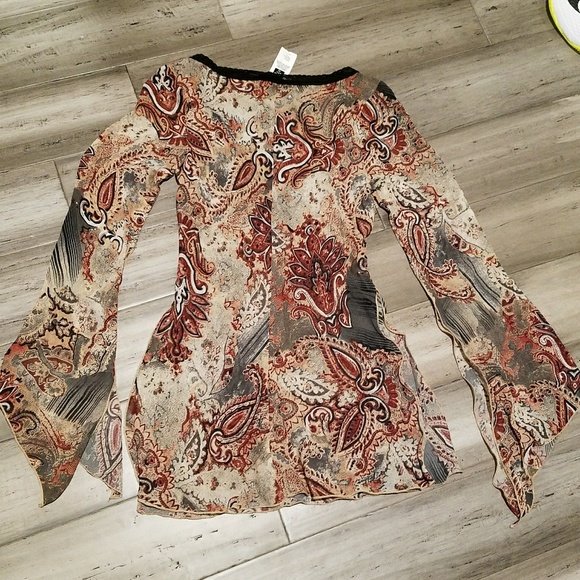 BEBE Long Sleeve Slit Blouse Size XS Mint - Picture 6 of 8