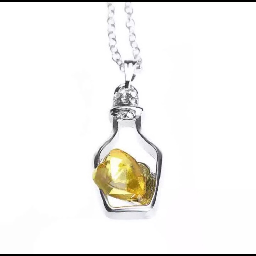 Yellow Heart Encased Bottleneck Necklace