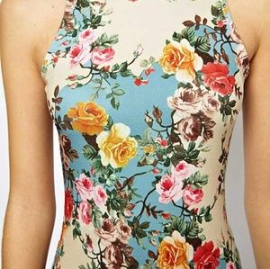 Summer Floral Printed Sleeveless Slim Fit Midi She
