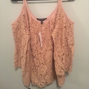 WHBM Cold Shoulder Lace top