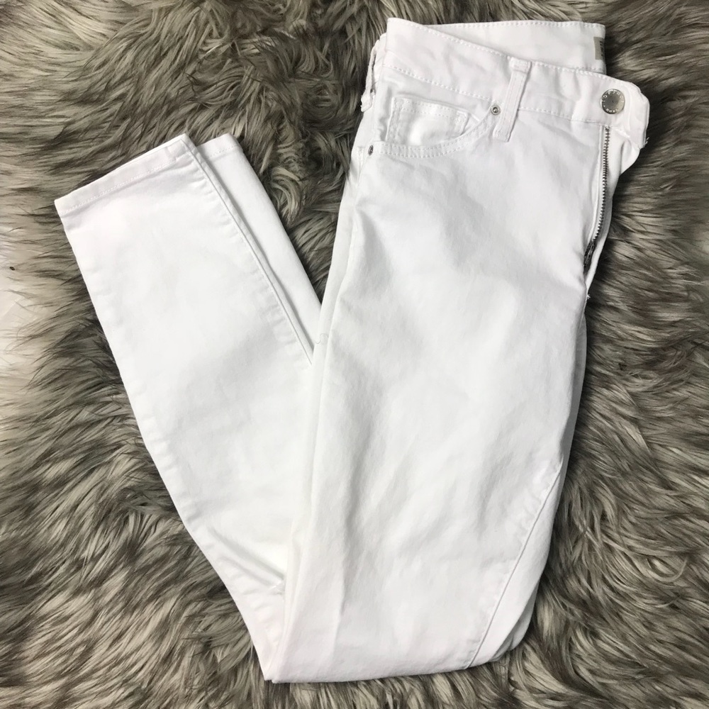 Topshop moto Leigh white jeans, ankle ripped