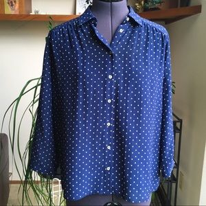 Zara Trafaluc TRF Silk Navy Triangle Blouse XS 0
