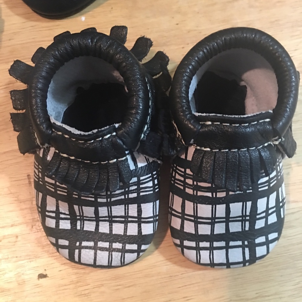 Painted plaid moccasins