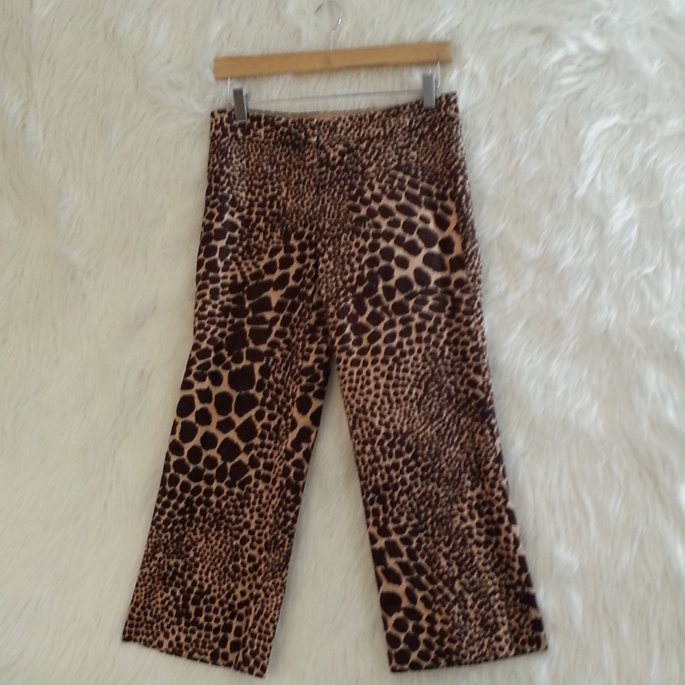 TRINA TURK Micro-Cord Animal print Crop Pants