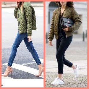 Quilted Olive Green Bomber Jacket/Coat