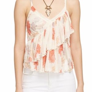 Free People XS Melbourne Floral Ruffled Tank