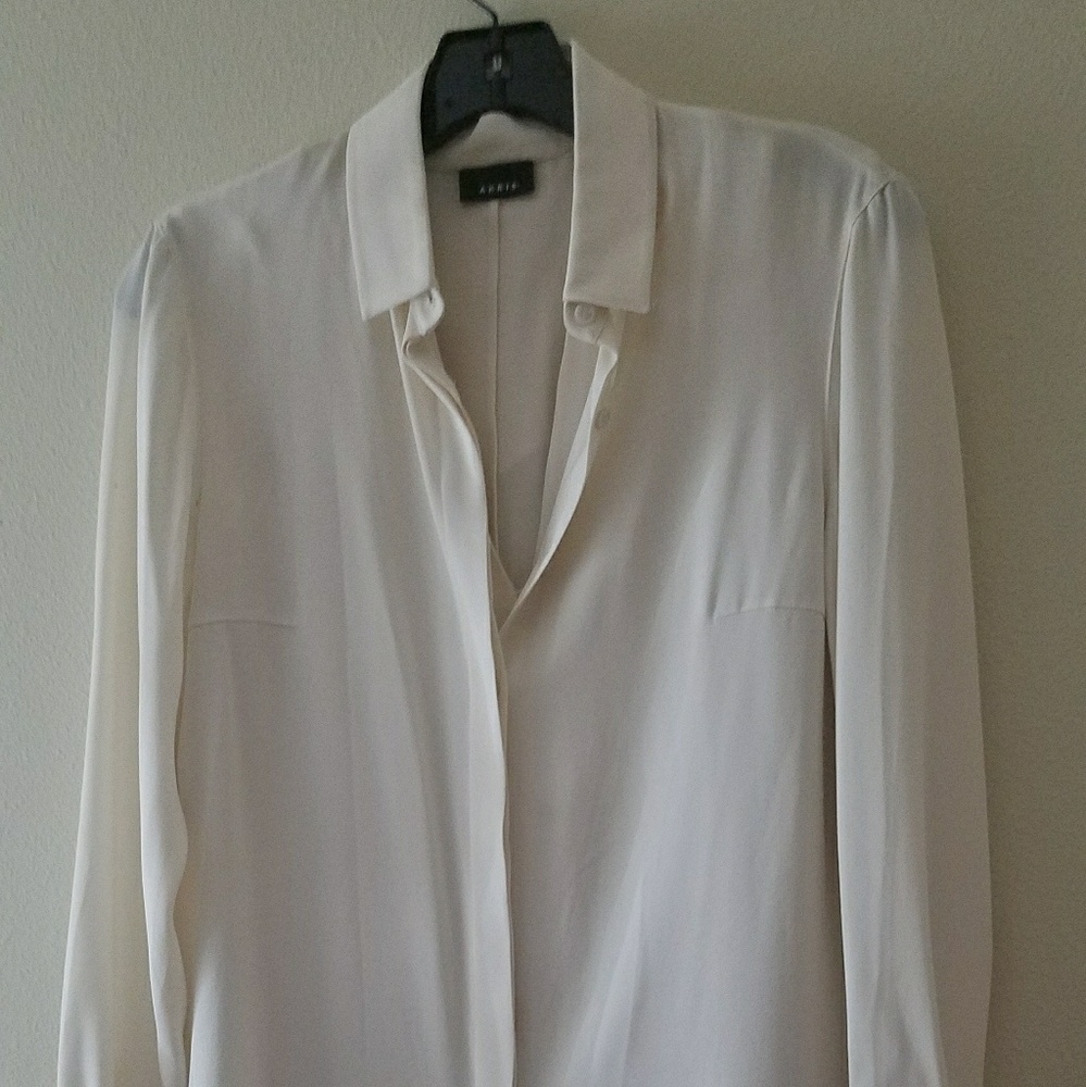 Akris silk ivory shirt and sleeveless top set