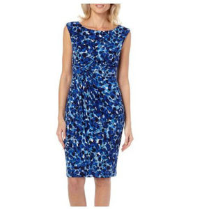 Connected Apparel Womens Faux Wrap Dot Print Dress