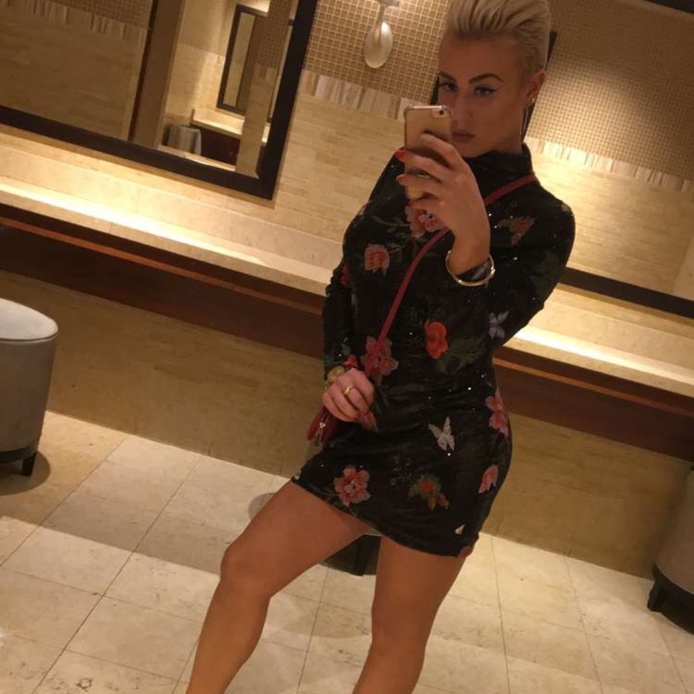 Sequin black floral dress from Carina