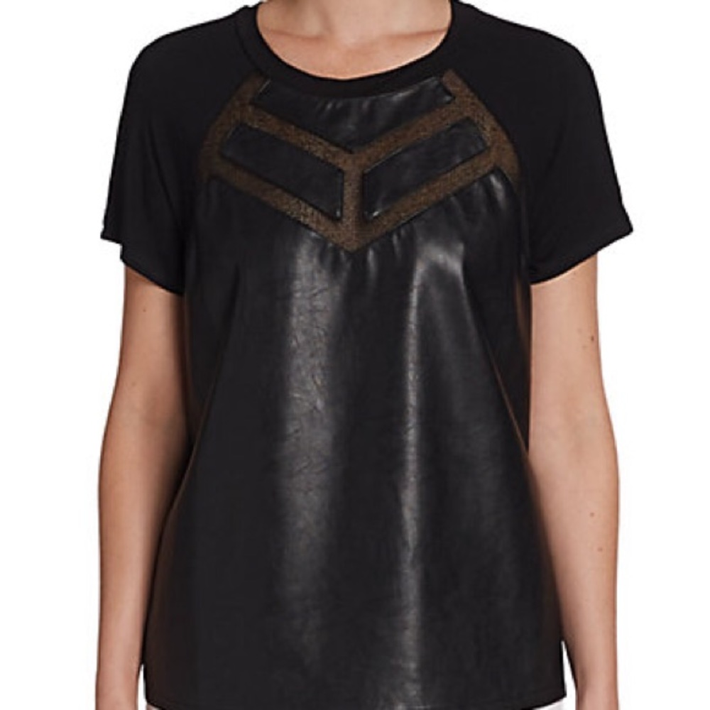Faux Leather Panel Top