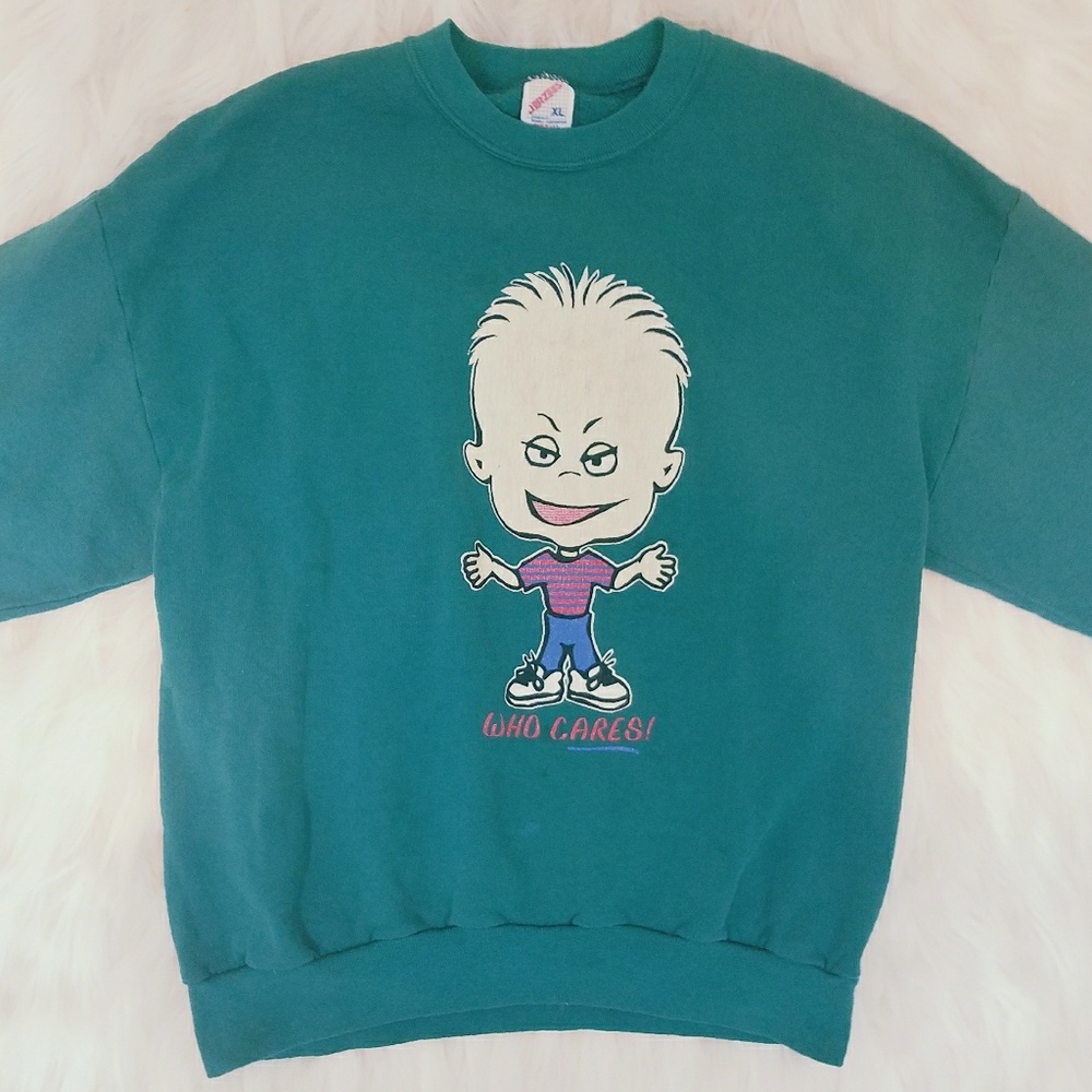 "Who Cares!" Vintage Crew Neck Sweatshirt