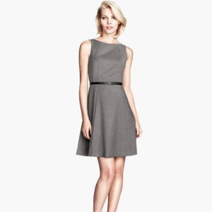 H&M Grey Sleeveless Fit & Flare Work Dress NWT