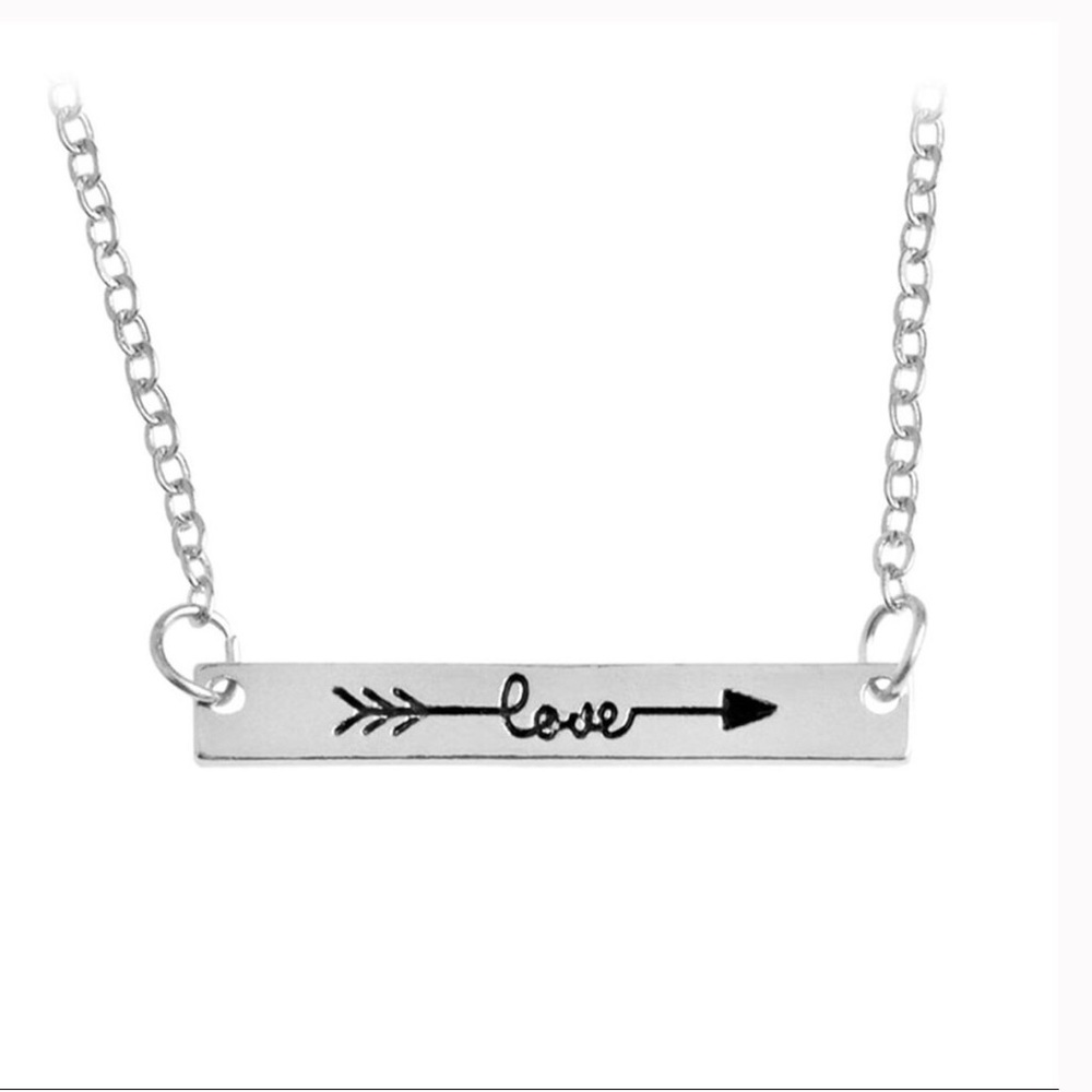 GOING FAST! Silver “Love” Plate Bar Necklace
