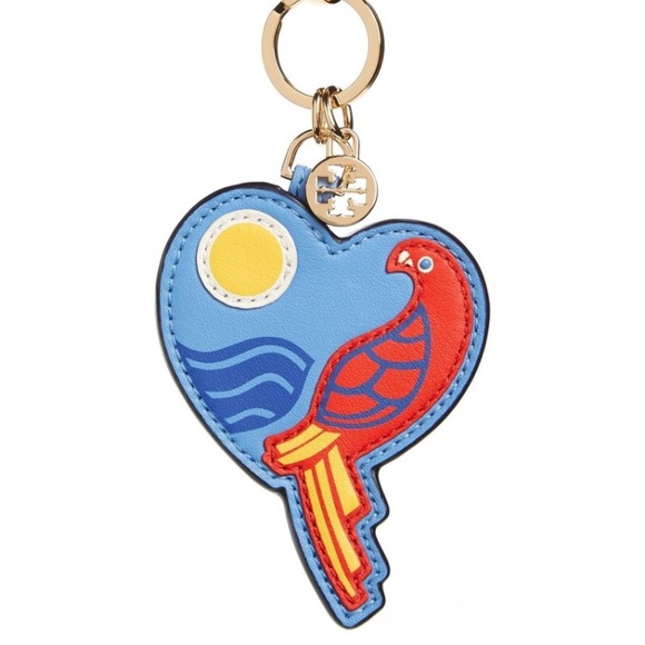 Tory Burch parrot heart keychain fob bag charm - Picture 2 of 4