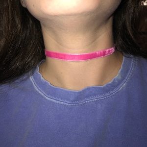 Pink velvet choker