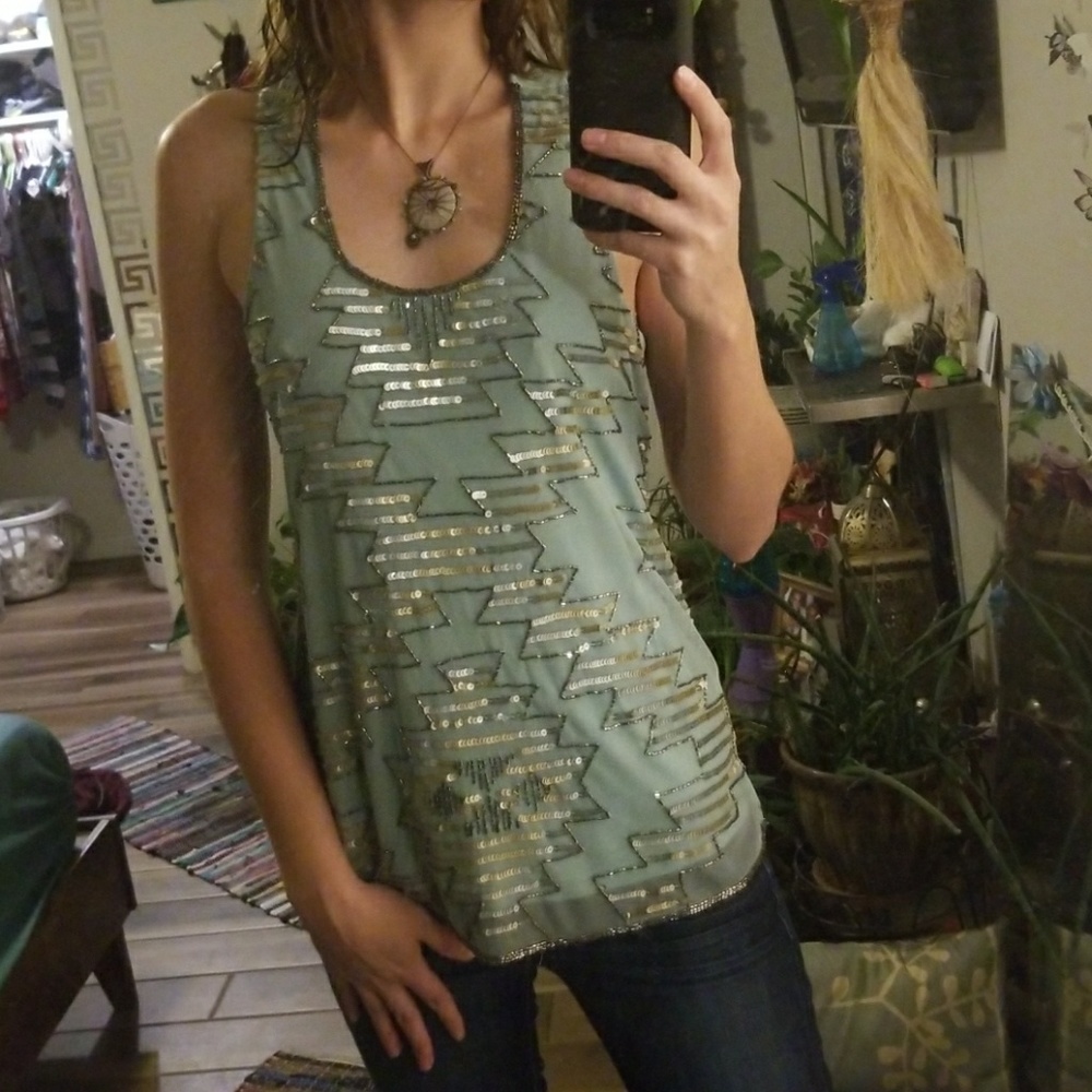 BKE Boutique sequin shirt