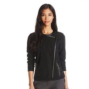 Jones New York Faux Leather Trim Textured Jacket