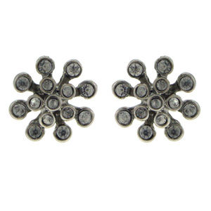 Silver-Tone Post Earrings With Crystal Accents