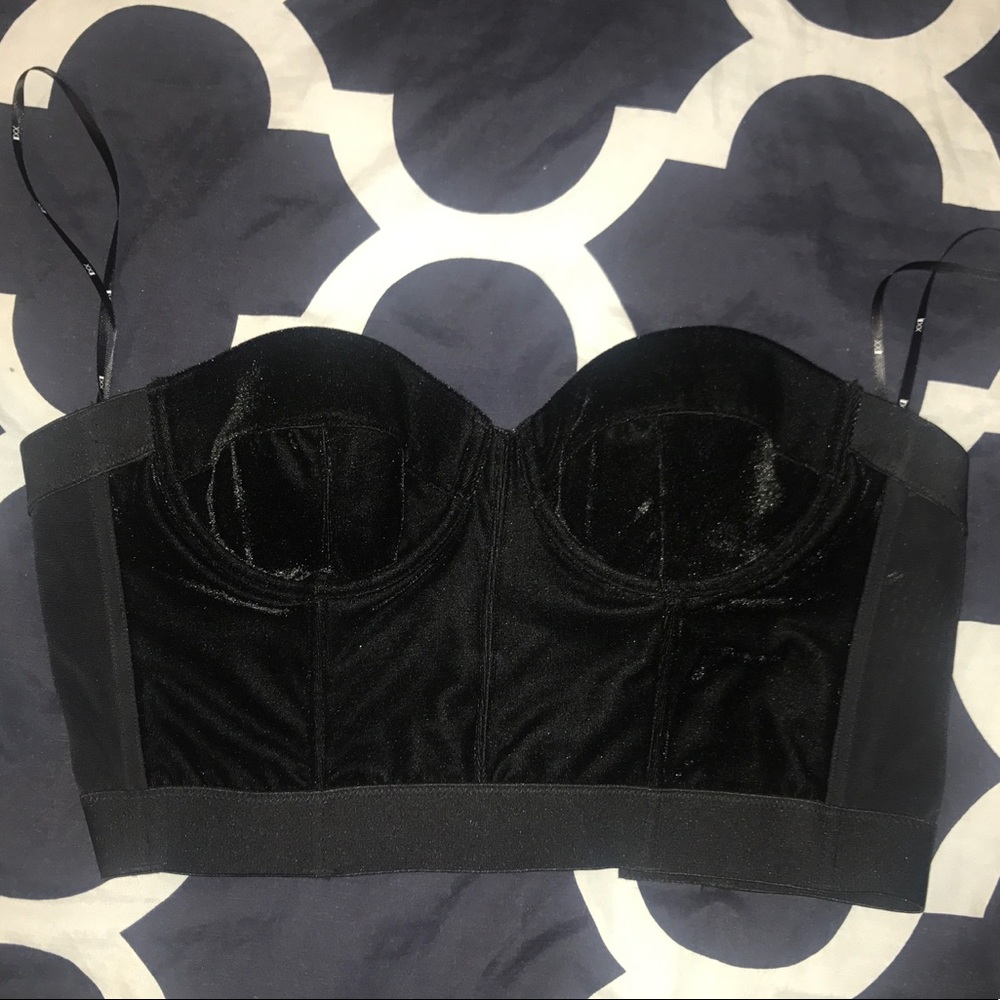 Crop Top Velvet Bustier Top
