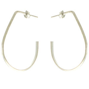 Silver-Tone Hook Design Hoop Earrings TME1035B
