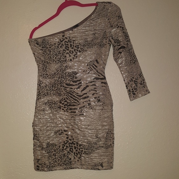 One Shoulder, Animal Print Mini Dress by Must Have - Picture 1 of 4