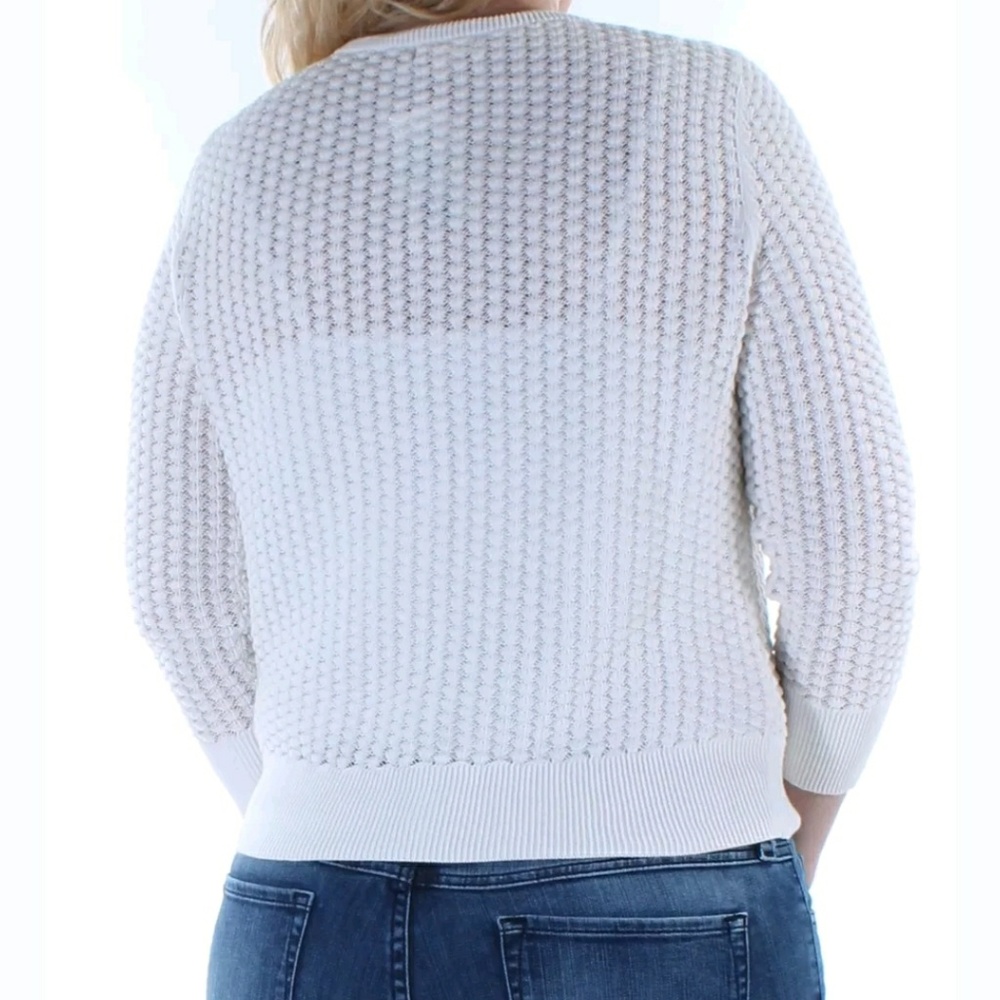 MAISON JULES WOMEN IVORY BUTTON UP SWEATER - Picture 2 of 3