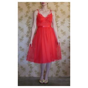 Vintage Vanity Fair Red Lingerie Slip Dress