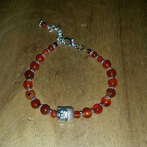 Carnelian healing stone Buddha head wire bracelet