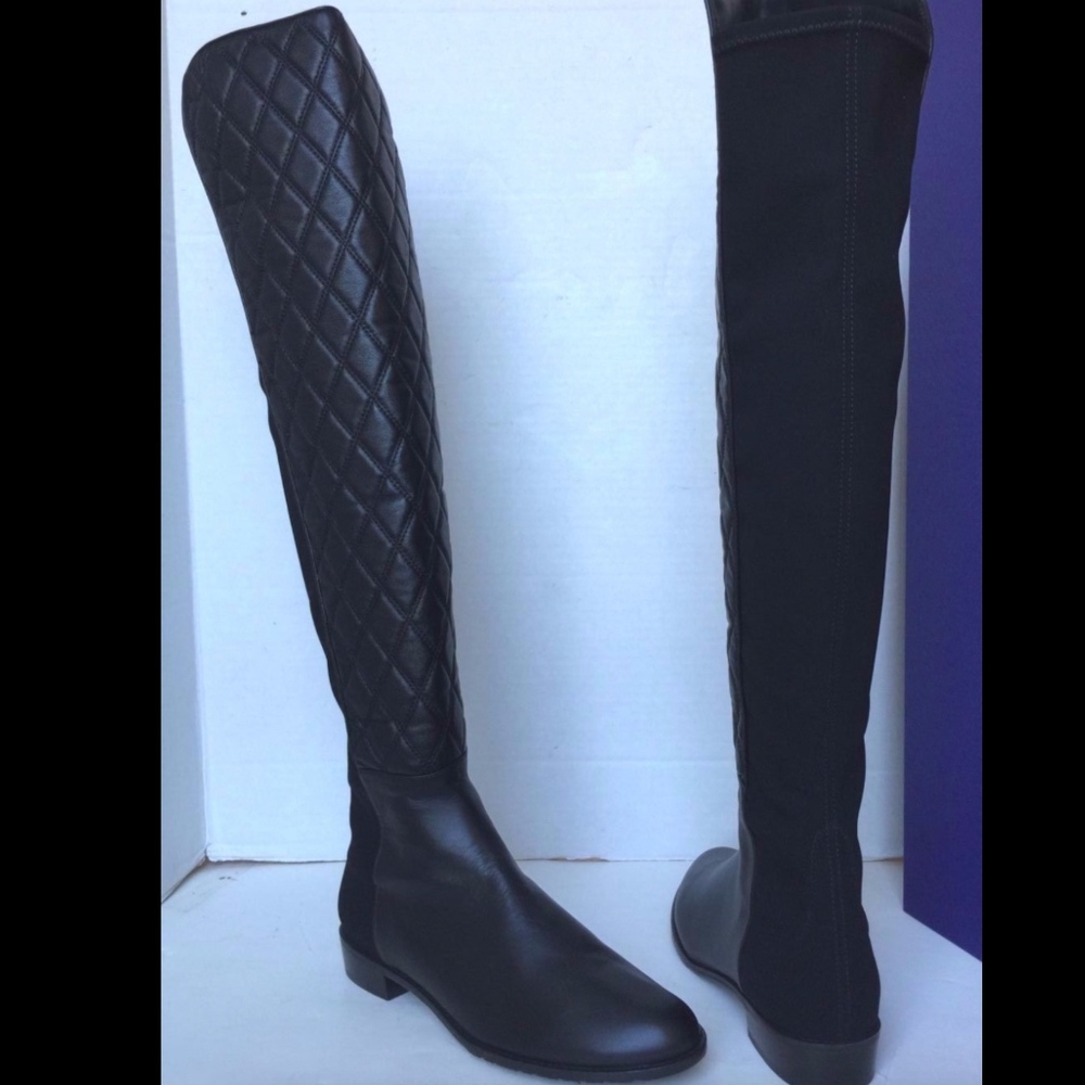 Stuart Weitzman Quilt boot Black Over The Knee 7.5