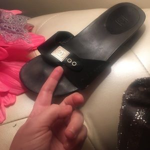 Authentic Chanel black sandals