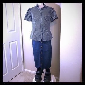 Heart Soul black white stripped button up top