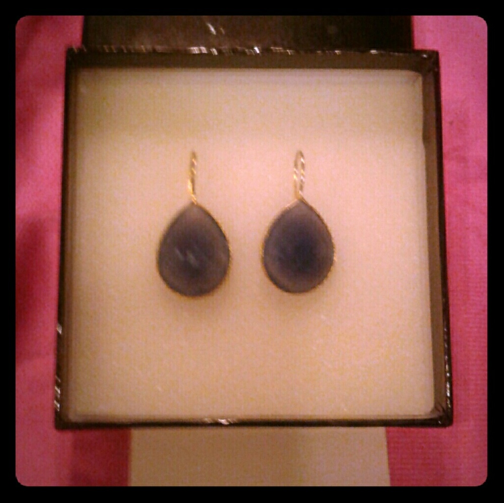 BNWT "Saatchi Style" 18K Clad Blue Topaz Earrings
