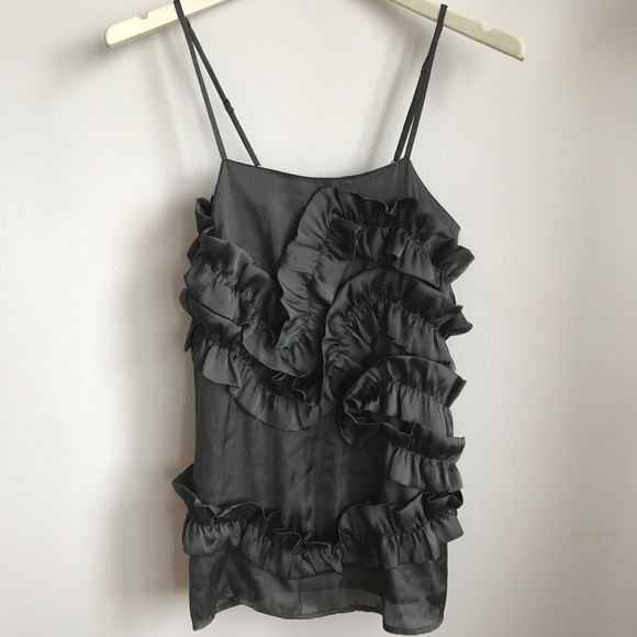 Anthropologie Ruffle Mini Dress S NWT RARE! twelve by 12 Gunmetal Zipper back - Picture 1 of 6