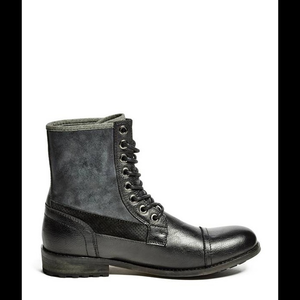 Guess Men's Boots In Black Faux Leather Size 9.5