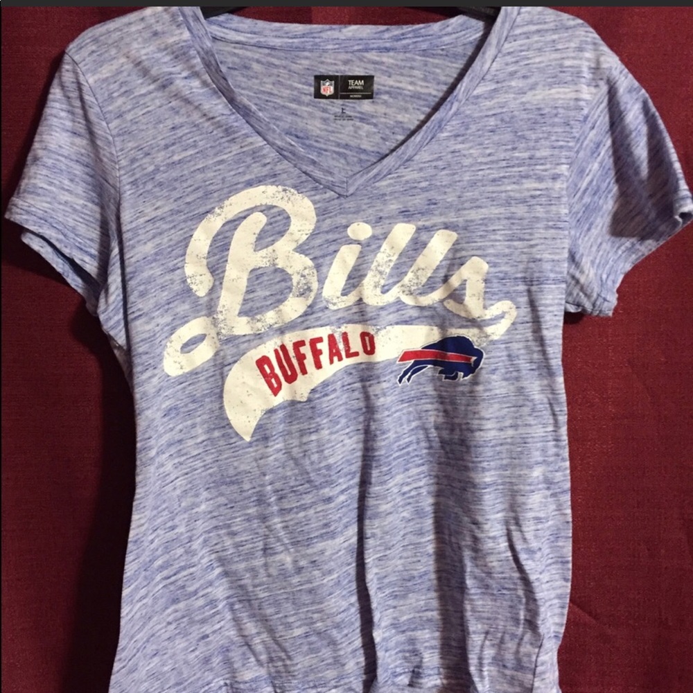 Large Blue & White V-Neck  Buffalo Bills T-shirt