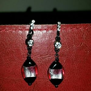 Murano Italy glass bead oval dangle earrings