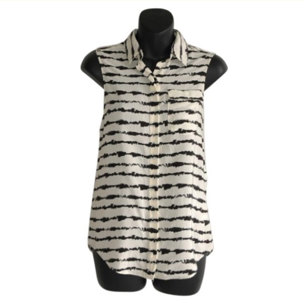PARKER beige x black blouse silk
