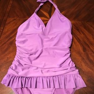 GIRLS PURPLE ONE PIECE BATHING SUIT