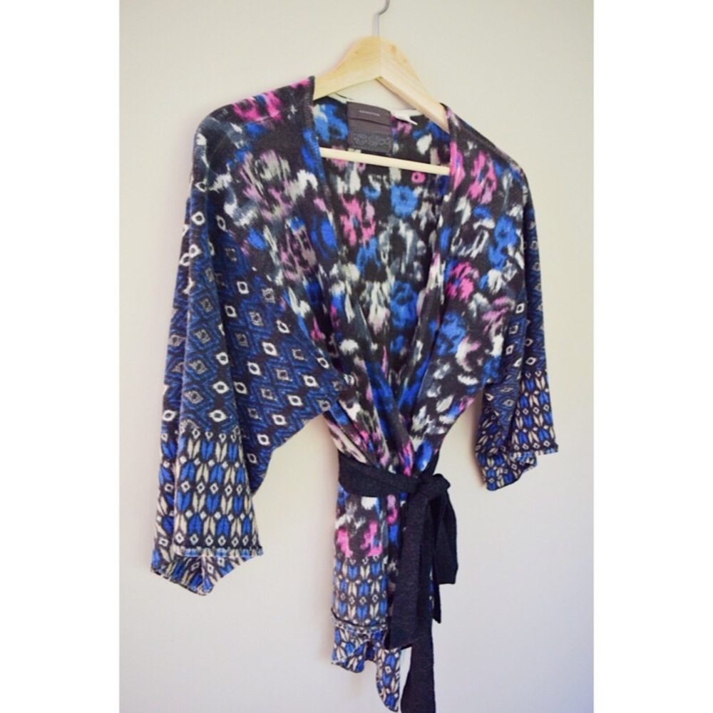 Anthro Guinevere Printed Wrap Sweater | Size M