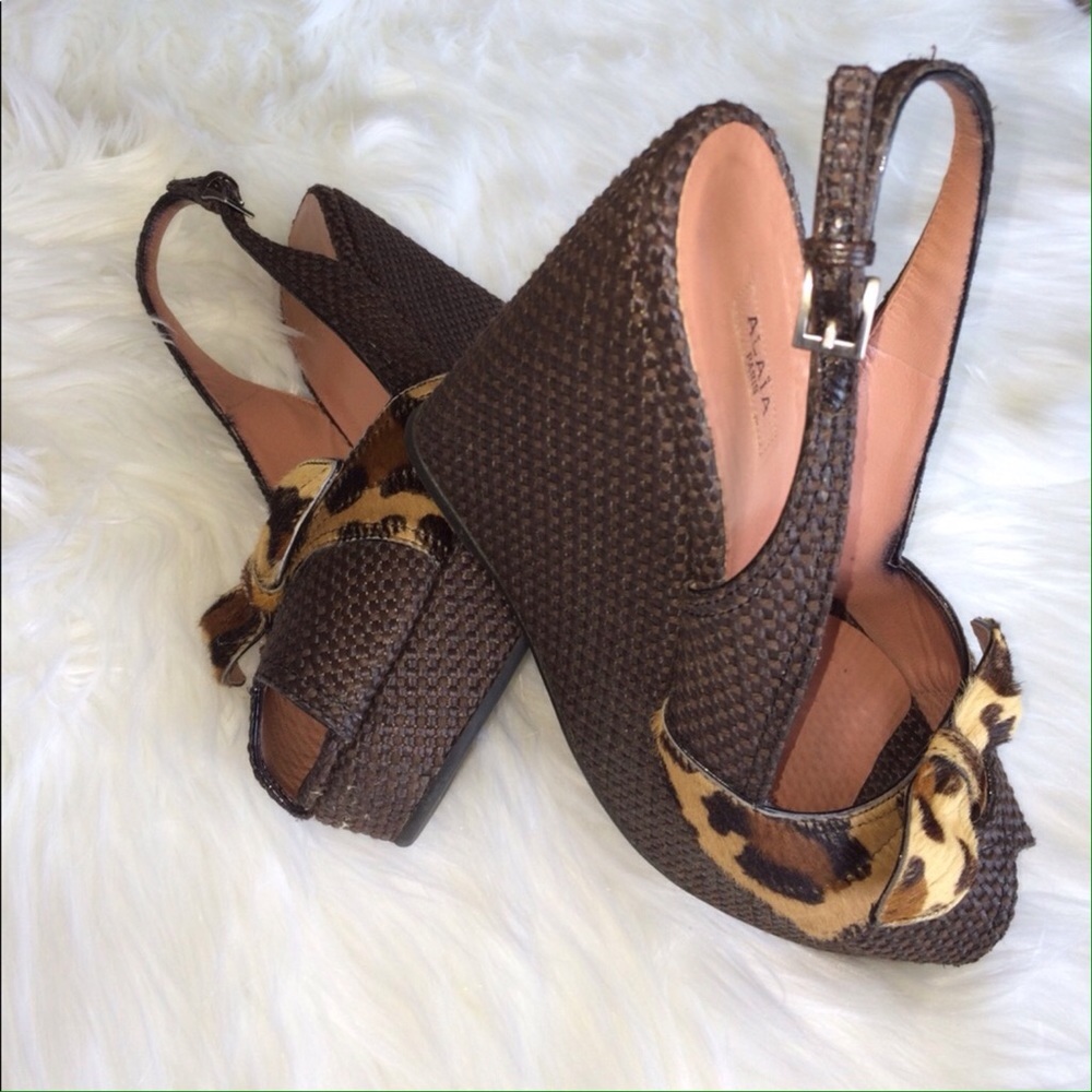 ALAIA Peep-Toe Platform Wedges Size 8.5