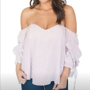 Striped off the shoulder top
