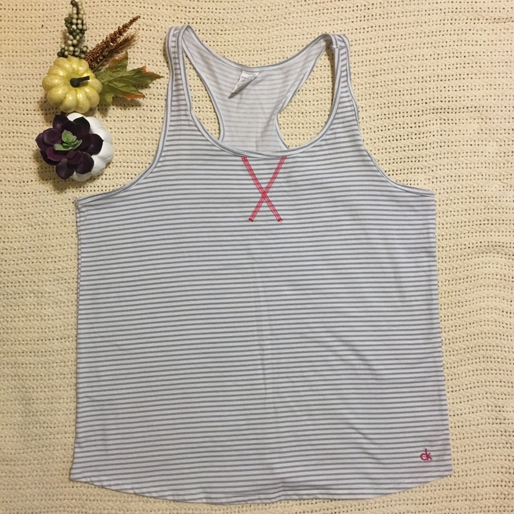 🆑 calvin klein gray stripes tank top/ Size L