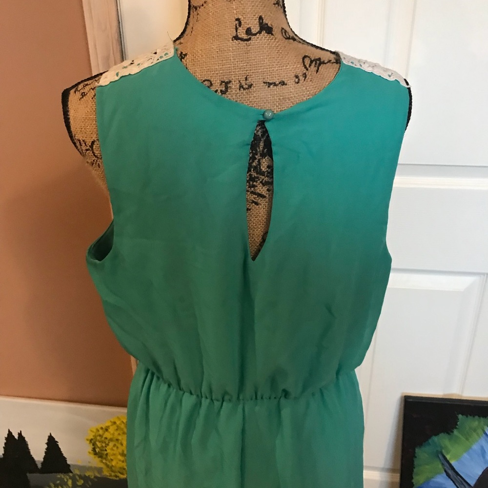 Blue Lace Toke Neck Dress View 5