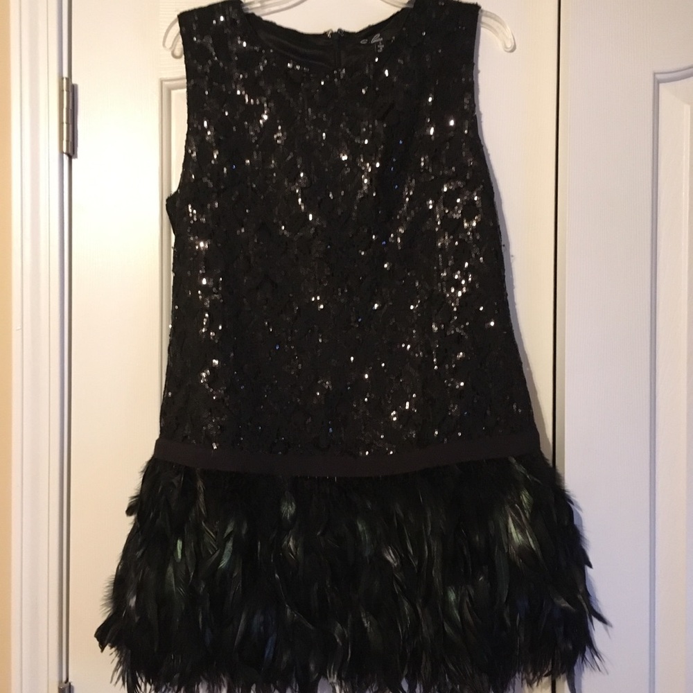 Sequin&feather shift dress. Cocktail&party dress.