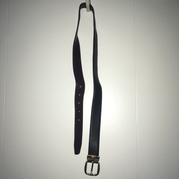 Italian leather belt, black/gold buckle, 30-34”